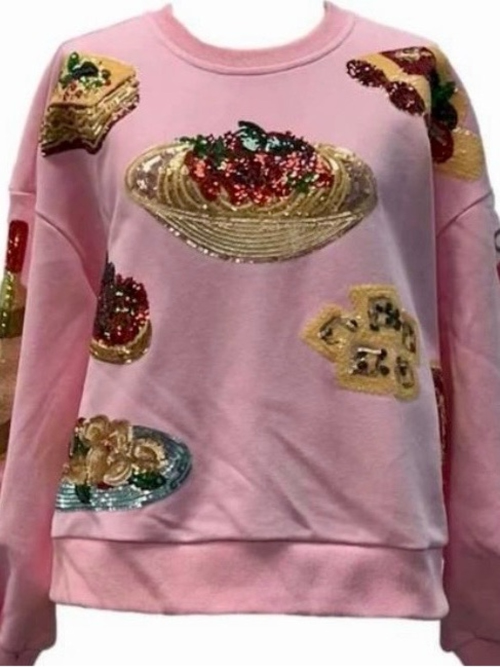 Queen of Sparkles Queen of Carbs XL Pizza Pasta Wine Sweatshirt - Picture 9 of 10